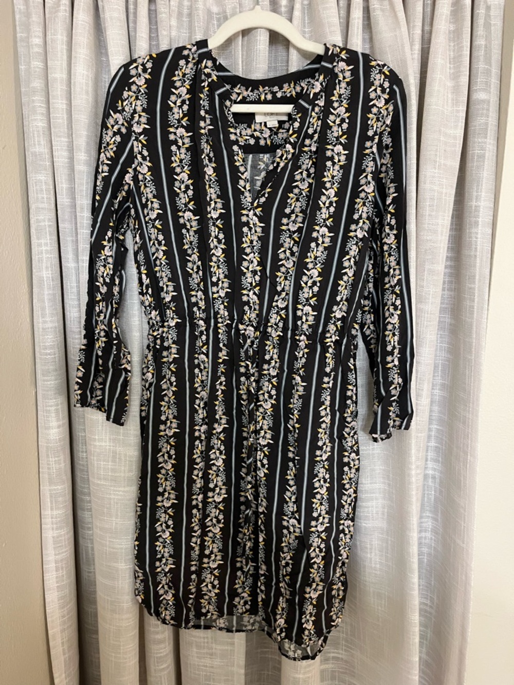 LOFT Black Floral Stripe Women's Dress